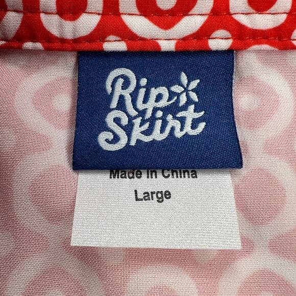 Ripskirt Hawaii Adjustable Wrap Skirt Orange Geometric Print Size L Length 2 - Picture 8 of 9